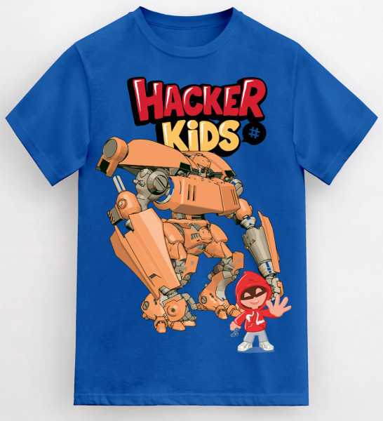 Tričko Hacker Kids Robot Blue