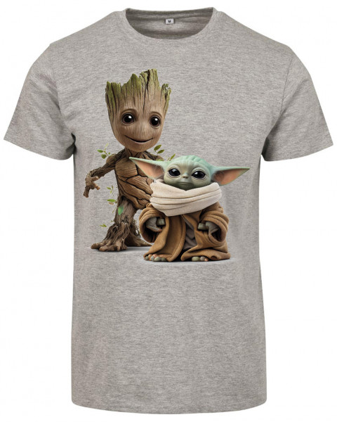 Tričko Groot and Baby Yoda Gray HD