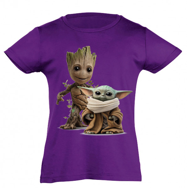 Dívčí tričko Baby Yoda and Groot