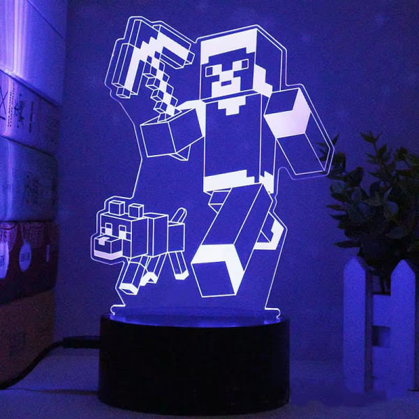 3D LED Minecraft Steve Lamp